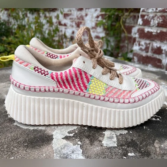 Dolce Vita Daran Woven Womens Platform Wedge Sneakers Sz9M *NO INSOLES* - Picture 1 of 14